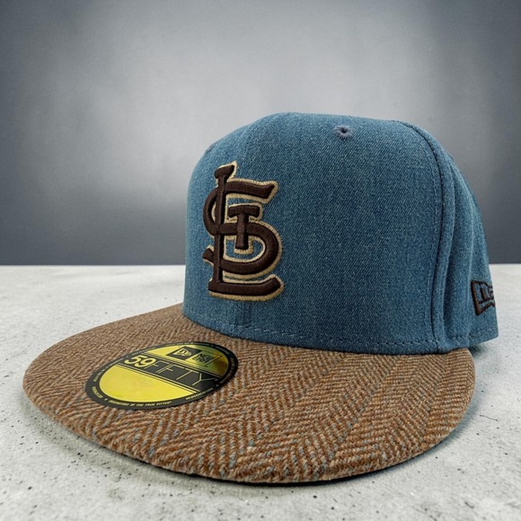 New Era Other - St. Louis Cardinals Fitted Hat Sz 7 1/2 New Era 59FIFTY Blue Denim Tweed Cap NEW